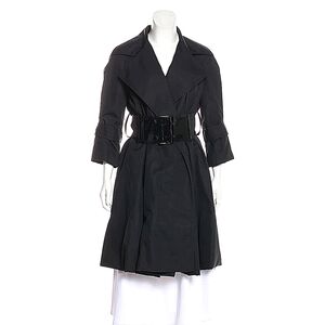 KAUFMAN FRANCO wide patent leather belted trench coat